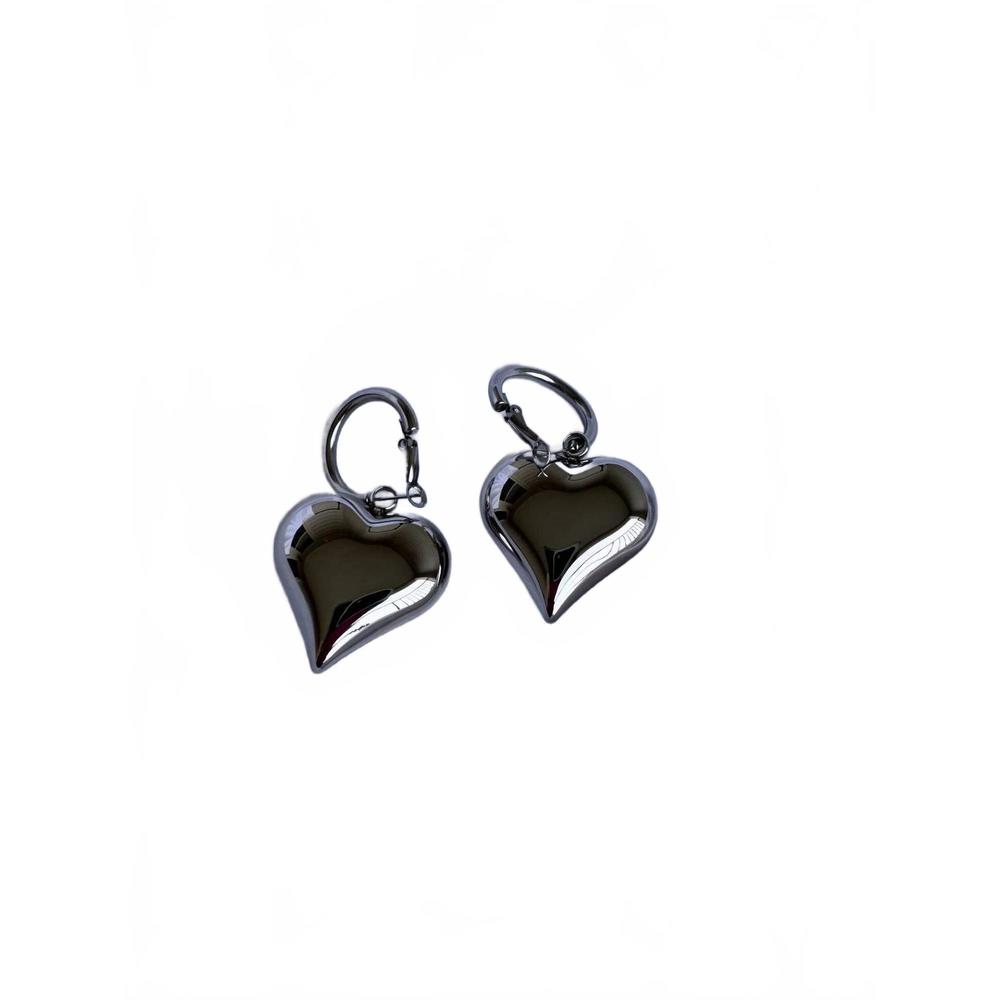 NEW CHANSUTTPEARLS women's oversized bubble heart earrings in silver